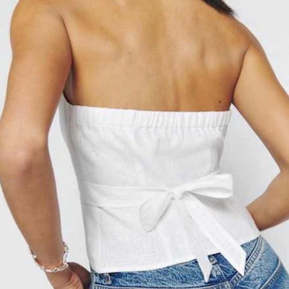 NWT Reformation Raven White Linen Top (Size L) - Picture 3 of 8
